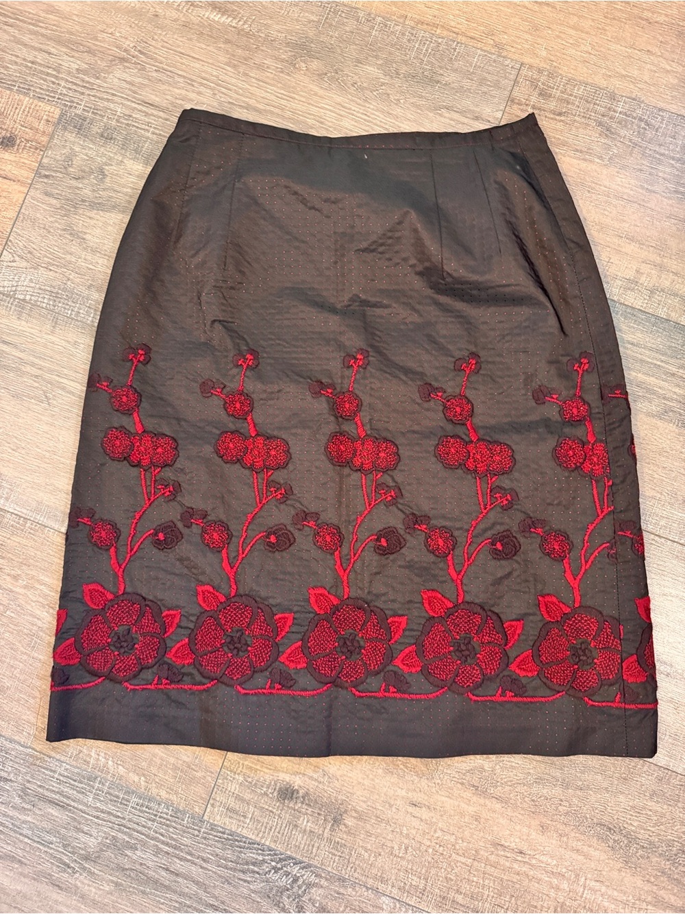 Anni Kua Floral Embroidery A-Line Skirt | Size 6